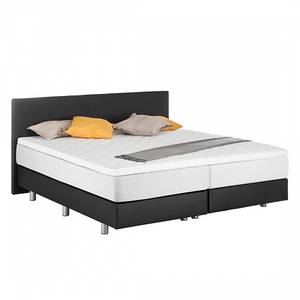 Boxspringbett Ramona (inkl. Topper) Kunstleder - Schwarz - 140 x 200cm