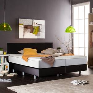 Boxspringbett Ramona (inkl. Topper) Kunstleder - Schwarz - 140 x 200cm