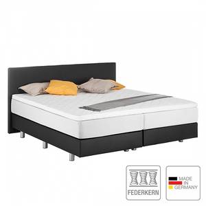 Boxspringbett Ramona (inkl. Topper) Kunstleder - Schwarz - 140 x 200cm