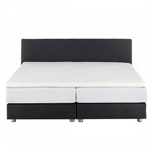 Lit boxspring Ramona Avec surmatelas - Cuir synthétique - Noir - 180 x 200cm