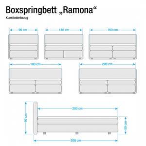 Boxspringbett Ramona (inkl. Topper) Kunstleder - Violett - 180 x 200cm