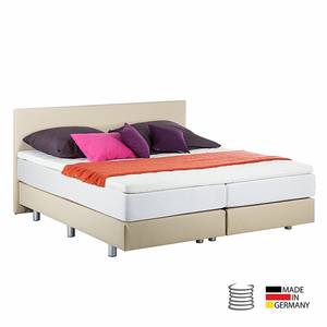 Boxspringbett Ramona (inkl. Topper) Kunstleder - Beige - 200 x 200cm