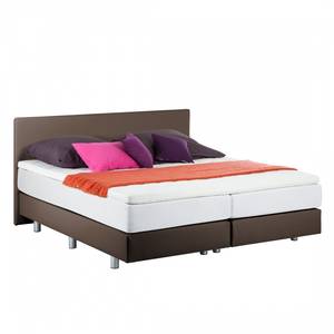 Boxspringbett Ramona (inkl. Topper) Kunstleder - Braun - 200 x 200cm