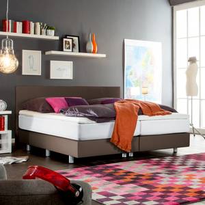 Boxspringbett Ramona (inkl. Topper) Kunstleder - Braun - 200 x 200cm