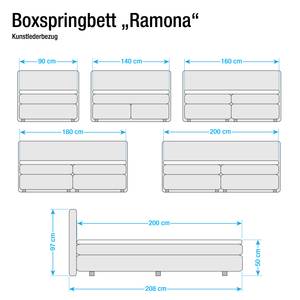 Boxspringbett Ramona inklusive Topper - Kunstleder Braun - Liegefläche: 140 x 200 cm