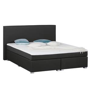 Boxspring Ramona V geweven stof - Zwart - 180 x 200cm