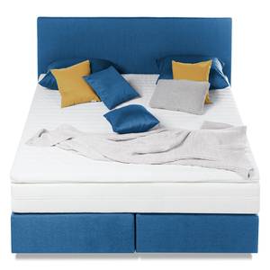 Lit boxspring Ramona VII Tissu structuré - Bleu brillant - 140 x 200cm