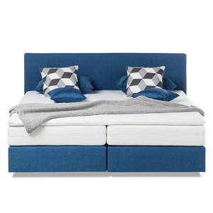 Lit boxspring Ramona VII Tissu structuré - Bleu brillant - 160 x 200cm