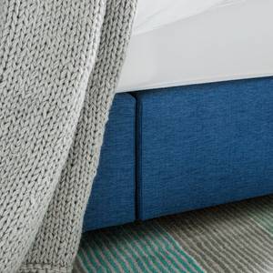 Lit boxspring Ramona VII Tissu structuré - Bleu brillant - 180 x 200cm