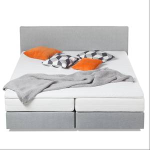 Lit boxspring Ramona VII Tissu structuré - Gris lumineux - 180 x 200cm