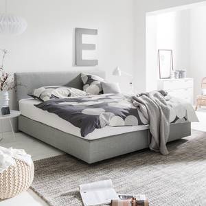 Lit boxspring Ramona VII Tissu structuré - Gris lumineux - 180 x 200cm