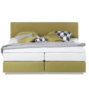 Lit boxspring Ramona VII Tissu structuré - Citron vert - 160 x 200cm