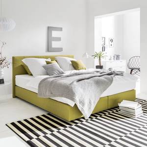 Lit boxspring Ramona VII Tissu structuré - Citron vert - 180 x 200cm