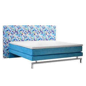 Lit boxspring Rimas IV Tissu - Bleu - 180 x 200cm