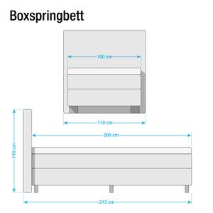 Lit boxspring Royal Night Tissu structuré - Gris - 100 x 200cm - D3 medium