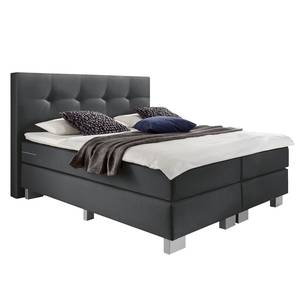 Boxspring Royal Night structuurstof - Grijs - 140 x 200cm - H3 medium