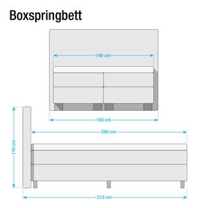 Lit boxspring Royal Night Tissu structuré - Gris - 140 x 200cm - D3 medium