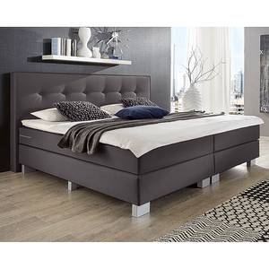 Boxspring Royal Night structuurstof - Grijs - 140 x 200cm - H3 medium