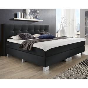 Boxspringbett Royal Night Webstoff - Schwarz - 200 x 200cm - H3