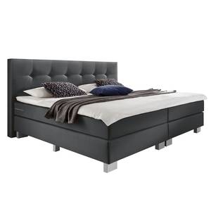 Boxspringbett Royal Night Webstoff - 100 x 200cm - H3 ab 80 kg - Schwarz - Grau - 180 x 200cm - H3