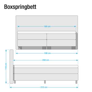 Lit boxspring Royal Night Tissu structuré - Gris - 180 x 200cm - D2 souple - D3 medium