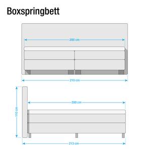 Boxspringbett Royal Night Webstoff - 100 x 200cm - H3 ab 80 kg - Schwarz - Grau - 200 x 200cm - H2 - H3