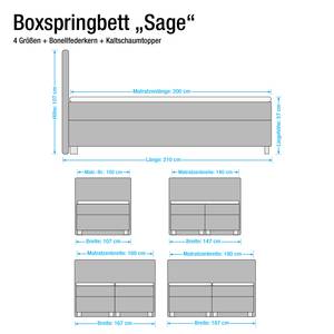 Lit boxspring Sage Avec surmatelas - Tissu structuré - Anthracite - 100 x 200cm - Matelas à ressorts Bonnell - D2 souple