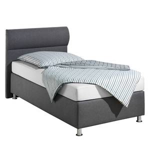 Boxspringbett Salmi Strukturstoff - Anthrazit - 100 x 200cm - Kaltschaummatratze - H2