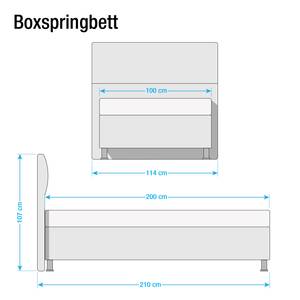 Boxspring Salmi structuurstof - Antraciet - 100 x 200cm - Bonell-binnenveringmatras - H2 zacht