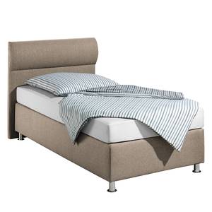 Boxspringbett Salmi Strukturstoff - Beige - 100 x 200cm - Bonellfederkernmatratze - H2