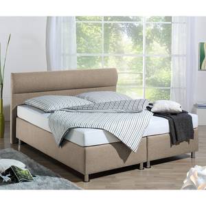 Boxspringbett Salmi Strukturstoff - Beige - 160 x 200cm - Tonnentaschenfederkernmatratze - H2