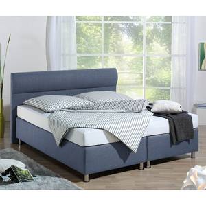 Boxspringbett Salmi Strukturstoff - Blaugrau - 200 x 200cm - Bonellfederkernmatratze - H3