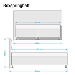 Lit boxspring Salmi Tissu structuré - Bleu Gris - 160 x 200cm - Matelas de mousse froide - D3 medium