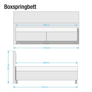 Boxspringbett Salmi Strukturstoff - Blaugrau - 200 x 200cm - Tonnentaschenfederkernmatratze - H3