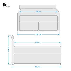 Lit boxspring Sandino Imitation cuir / Tissu - Blanc / Gris foncé