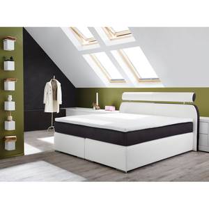 Lit boxspring Sandino Imitation cuir / Tissu - Blanc / Gris foncé