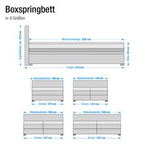 Lit boxspring Sandor Avec surmatelas - Tissu structuré - Marron - 140 x 200cm - Matelas à ressorts bombés ensachés - D3 medium