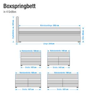 Lit boxspring Sandor Avec surmatelas - Tissu structuré - Ecru - 100 x 200cm - Matelas à ressorts Bonnell - D2 souple