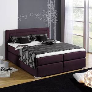 Lit boxspring Sandor Avec surmatelas - Tissu structuré - Mauve - 160 x 200cm - Matelas à ressorts Bonnell - D3 medium