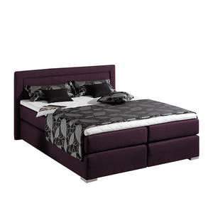 Lit boxspring Sandor Avec surmatelas - Tissu structuré - Mauve - 140 x 200cm - Matelas à ressorts bombés ensachés - D2 souple