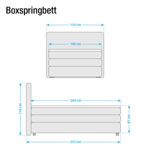 Boxspringbett Senta Inkl. Viscotopper Webstoff - Ecru - 100 x 200cm - H2