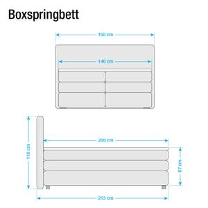 Boxspringbett Senta Inkl. Viscotopper Webstoff - Ecru - 140 x 200cm - H2