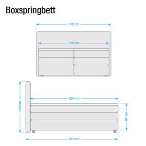 Boxspringbett Senta Inkl. Viscotopper Webstoff - Ecru - 160 x 200cm - H2