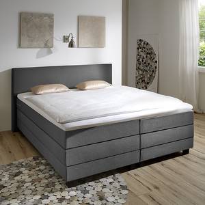 Lit boxspring Senta Avec surmatelas en viscose Tissu - Gris - 160 x 200cm - D2 souple