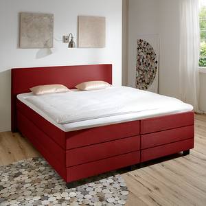 Lit boxspring Senta Avec surmatelas en viscose Tissu - Rouge - 160 x 200cm - D2 souple