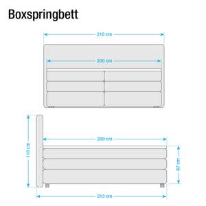 Boxspring Senta inclusief viscosetopper van geweven stof - Ecrú - 200 x 200cm - H2 zacht