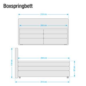Boxspring Senta inclusief viscosetopper van geweven stof - Grijs - 200 x 200cm - H2 zacht