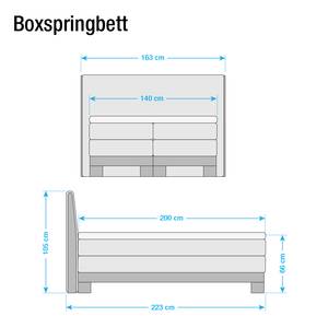 Boxspring Corona geweven stof/massief beukenhout - Antraciet - 140 x 200cm - H2 zacht