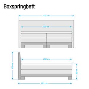 Boxspringbett Corona Webstoff/Buche massiv - Beige - 200 x 200cm - H2