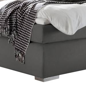 Boxspringbett Shali (inkl. Topper) geweven stof - Antraciet - Antraciet